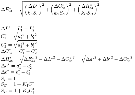 CIE 94 formula